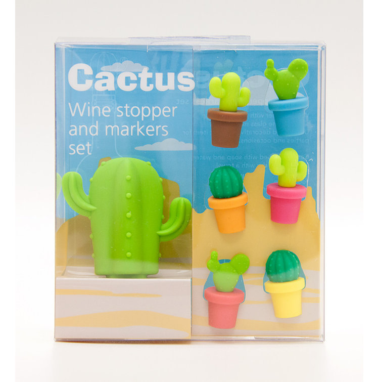 Final Touch Mixology Cactus Glass Markers and Bottle Stopper Set Wayfair.co.uk